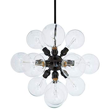 Rivet Satellite 15-Bulb Chandelier, 44.75"H, With Bulbs, Black