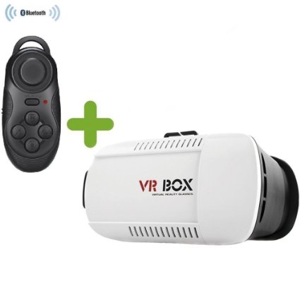 Pantrasamia 3D VR Virtual Reality Glasses Adjust Headset 3D Video Movie Game Glasses VR BOX For 3.5~6.0" Smartphones  Remote Bluetooth Controller