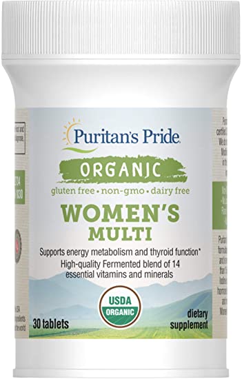 Puritan's Pride Organic Women's Multivitamins with Zinc, 30 Tablets