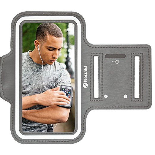 Armband For iPhone 7 Plus/6 Plus/6S Plus, Newild Water Resistant Sports with Key and Card Holder for 5.5 Inch,Galaxy S6/S5,Note 4. Durable Adjustable,Reflective Stripes for Safety During Night Running