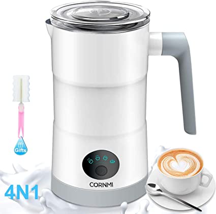 Newoer Electric Milk Frother and Warmer,4 in 1 Automatic Milk Frothers 400W Automatic Milk Foam Maker with Hot & Cold Milk Functionality for Latte Coffee Hot Chocolates Cappuccino (White)