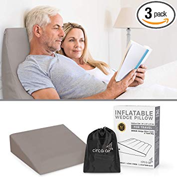 Circa Air Inflatable Wedge Pillow - with Washable Cover (Medium, 24 x 24 x 8 inches) Inflatable Bed Wedges for Acid Reflux and Sleeping. Travel Wedge Pillow w/Quick Valve for Easy Inflation/Deflation