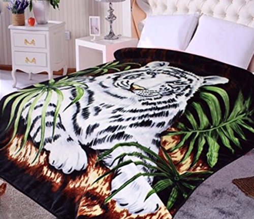 White Tiger Throw Animal Blanket, for Traveling, Hiking, Camping , Full Queen , TV, Cabin, Couch, Bed Blanket. 75"Wx90"H . 3.5LBS
