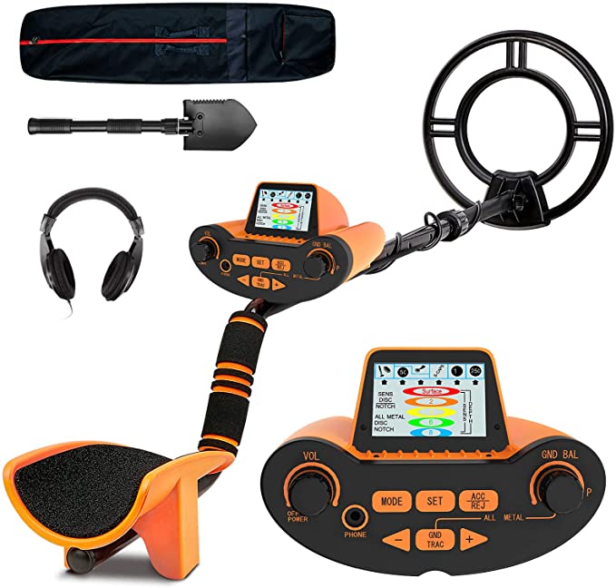 SUNPOW Professional Metal Detector for Adults, Adjustable Ground Balance, Disc & Notch & Pinpoint Modes, Upgraded DSP Chip, Multiple Audio Prompts with Headphones