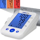 MeasuPro Upper Arm Digital Blood Pressure Monitor and Heart Rate Monitor Two User Modes IHB Indicator Hypertension Color Alert Display Desktop Design and Memory Recall