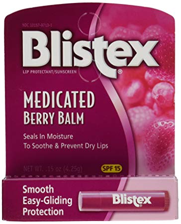 Blistex Medicated Lip Balm, SPF 15, Berry, .15-Ounce Tubes (Pack of 8)