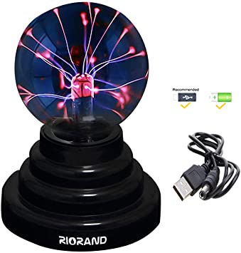 RioRand Plasma Ball USB Lamp Light Or Battery Powered, 4''X4''X6''