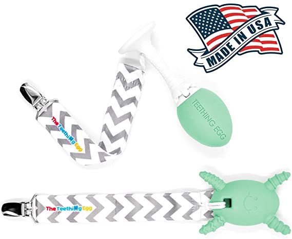 The Teething Egg - Official Product, Made in The USA – 3 Product Bundle in Mint Green – Includes The Grippie Stick and The Molar Magician