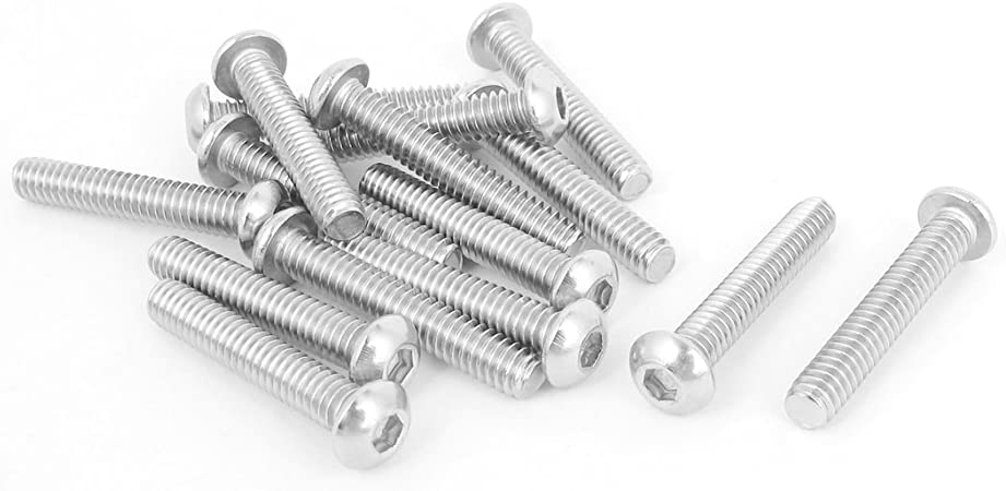 uxcell 1/4 Inch-20x1-1/2 Inch Hex Socket Button Head Bolts Screws 15pcs