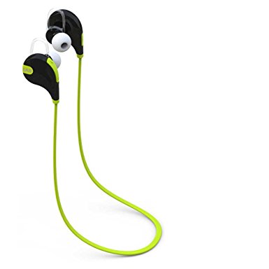 Laud Sports Wireless Headphones, Sweatproof In-Ear Bluetooth Earphones 6 Hours Play-time Stereo with Mic (Black / Green)
