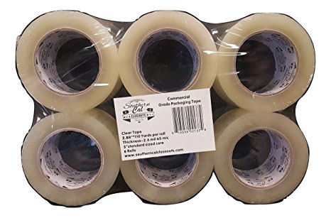 XL - Commercial Grade Clear Packaging Shipping Tape 2.6mil 110 yards 2.88" Wide 660 Yards Per Package EXTRA LARGE ROLLS (2.6mil 3" 6 pack)