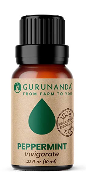 Peppermint Essential Oil (1oz) by GuruNanda - Aromatherapy - GCMS Tested & Verified 100% Pure Essential Oils for Diffusers - Undiluted - Therapeutic Grade (Peppermint)