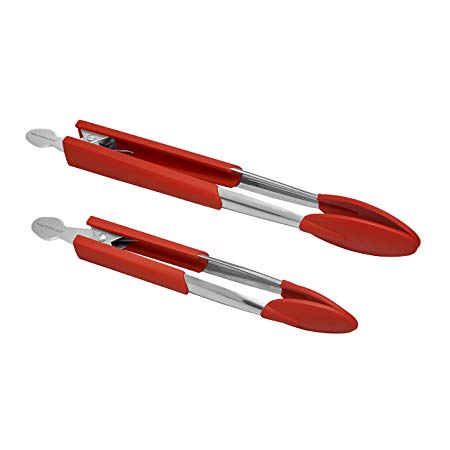 Rachael Ray Lil' Huggers 2-Piece Tongs Set, Red