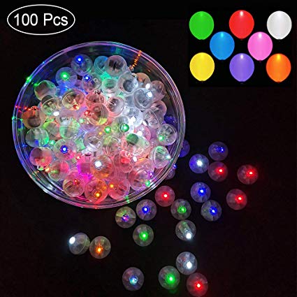 100pcs Multicolor LED Balloon Light,Round Led Flash Ball Lamp for Paper Lantern Balloon Birthday Party Wedding Decoration