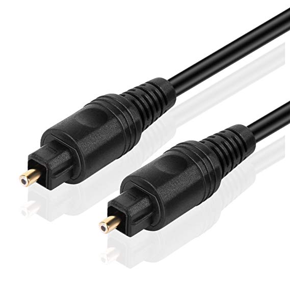 TNP Toslink Digital Optical Audio Cable (15 Feet) Home Theater Fiber Optic Toslink Male to Male Optical Plug Wire Cord