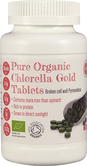 Organic Chlorella Tablets 300 x 500mg Pyrenoidosa Tabs with Broken Cell Wall - Certified Organic by the Soil Association