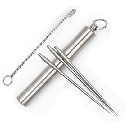BangTi 3pcs Titanium Milled Toothpick 1pc Ti Holder Key Chain Pendant W/ Mini Ring