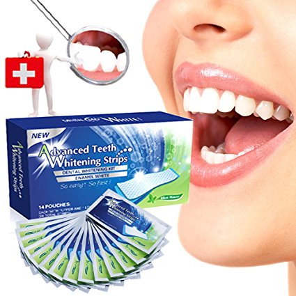 [FDA]3D Teeth Whitening Strips, Professional Effects Teeth Whitening Kit, 3D Dental Teeth Whitener, Advanced Double Elastic Gel Cleaning for Teeth Whitening Shine 28PCS (14 Upper and 14 Lower Strip