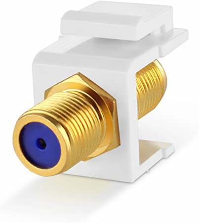 TNP Coaxial F Connector RG-6 Keystone Jack Insert Snap in Adapter Port Female Gold Plated Digital Coax Inline Coupler for Wall Plate Outlet Panel