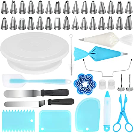 Kootek 103 Pcs Cake Decorating Tools Kit Baking Supplies Set with Revolving Cake Turntable, Cake Leveler, Cookie Cutter, Piping Tips, Frosting Pastry Bags, Icing Spatula Smoother, Cake Scrapers