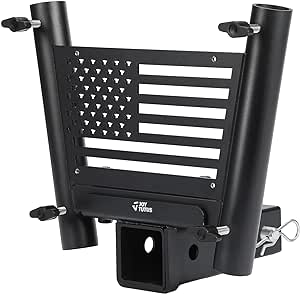 JOYTUTUS Hitch Mount Flag Pole Holder for Standard 2 Inch Receivers, Fits Truck SUV RV Trailer Pickup Camper, Dual Flag Pole Mount with Hitch Receiver