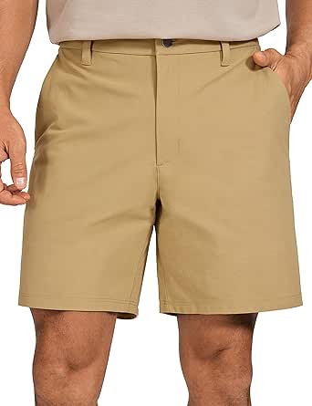 CRZ YOGA Men's All Day Comfy Golf Shorts - 7" Stretch Lightweight Casual Work Flat Front Shorts with Pockets