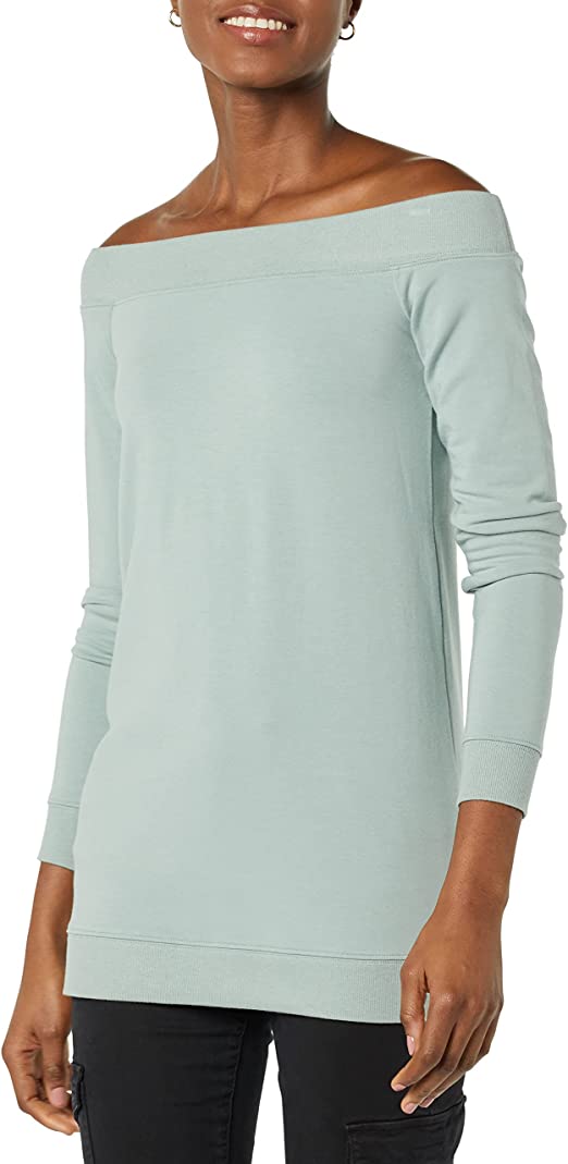 Amazon Brand - Daily Ritual Women's Relaxed Fit Terry Cotton and Modal Cold Shoulder Tunic