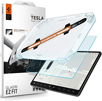 Spigen Tempered Glass Screen Protector [Glas.tR EZ FIT] Designed for Tesla Model 3 / Y Dashboard Touchscreen - Anti Glare