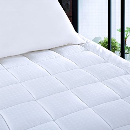 Mattress Pad Cover with 18" Deep Pocket 300TC Cotton Down Mattress Topper for King Beds by BLC (Down Alternative, King)