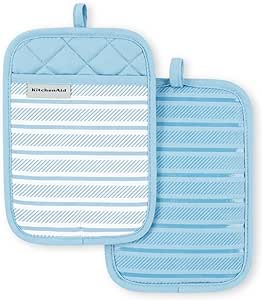 KitchenAid Albany Pot Holder 2-Pack Set, Blue Velvet, 7"x10"