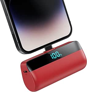 Mini Portable Charger for iPhone 5200mAh, MFi Certified Power Bank 20W PD Fast Charging,Phone Charger LCD Display Battery Pack,Compatible with iPhone 14/14 Plus/13/12 11/XS/XR/X/8/7/6/5s-Red