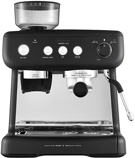 Sunbeam Barista Max Coffee Machine | Automatic Espresso, Latte & Cappuccino Coffee Maker with Integrated Bean Grinder & Steam Milk Frother | 15 Bar Italian Pump | Black
