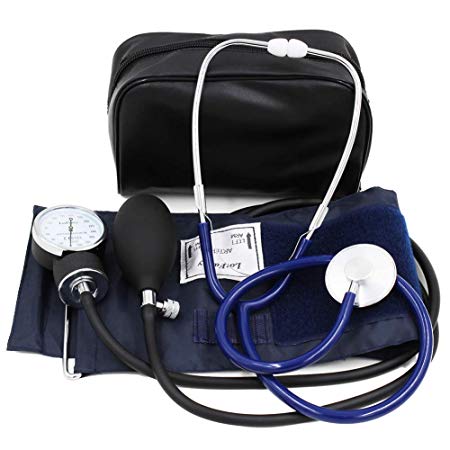 Aneroid Sphygmomanometer and Stethoscope Kit, LotFancy Manual Blood Pressure Monitor, Adult BP Cuff (10-16"), Carrying Case and Calibrator Included, FDA Approved