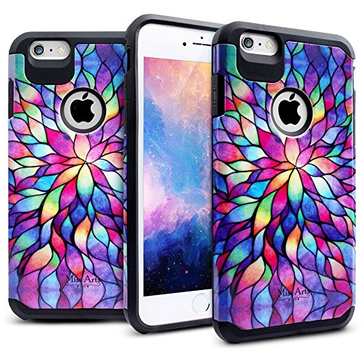 iPhone 6S/6 Plus Case Shockproof, Miss Arts [Pattern Series] Slim Anti-Scratch Protective Kit with [Gift Box] [Drop Protection] Heavy Duty Dual layer Case Cover for iPhone 6S/6 Plus 5.5 Inch -[Flower]