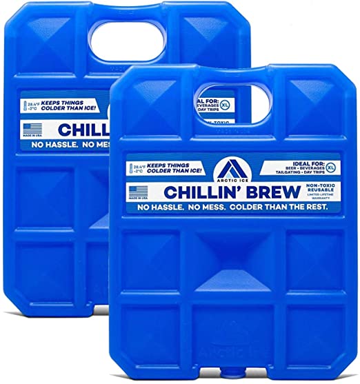 Arctic Ice Chillin' Brew Series Long Lasting High Performance Ice Pack for Beer, Beverages, Tailgating, Day Trips and More - Freezes at 28 Degrees (2-Pack)