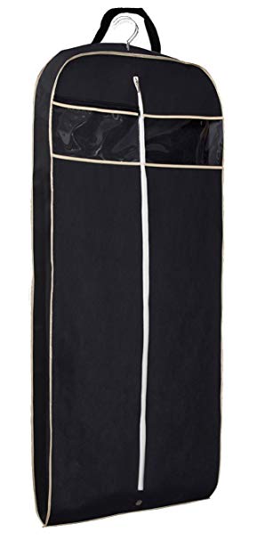 MISSLO 43" Gusseted Travel Garment Bag Accessories Zipper Pocket Breathable Suit Garment Cover Shirts Dresses Coats, Black
