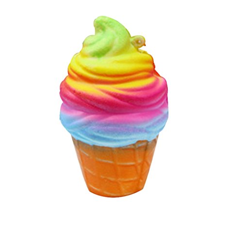 Rainbow Ice Cream Slow Rising Jumbo Cream Scented Charms Kawaii Toys For Kids and Adults Stress Relief and Time Killing (Rainbow Ice Cream)