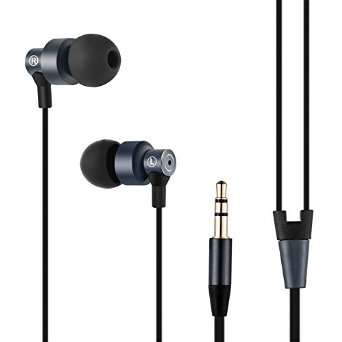 Metal In-Ear Wired Earphones QYC Universal-Noise Isolating  Strong Low Bass Stereo Earbuds for iPhone 5/5S/6/6S/6 Plus,Samsung,iPad Air,iPod and other digital equipment with 3.5mm AUX Jack (Black)