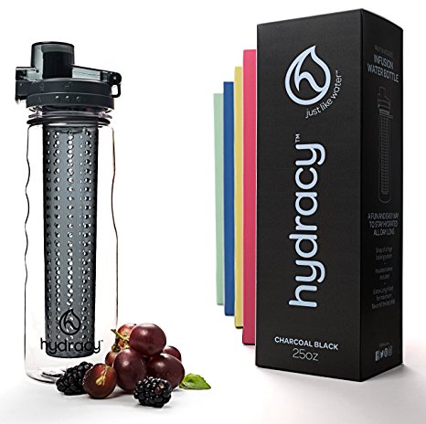 Hydracy Fruit Infuser Water Bottle - 25 Oz Sport Bottle with Full Length Infusion Rod and Insulating Sleeve Combo Set   25 Fruit Infused Water Recipes eBook Gift - Your Healthy Hydration Made Easy