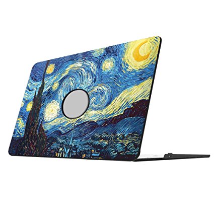 Fintie MacBook Air 13 Inch Case - Ultra Slim Lightweight PU Leather Coated Plastic Hard Cover Snap On Protective Case For Apple MacBook Air 13.3" (A1466 / A1369), Starry Night