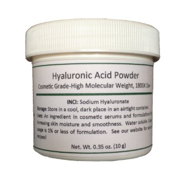 Pure Hyaluronic Acid Serum Powder High Molecular Weight Sodium Hyaluronate Popular Anti-Aging Anti-Wrinkle Ingredient For Homemade Serums and Other Skin Care Products 10 grams