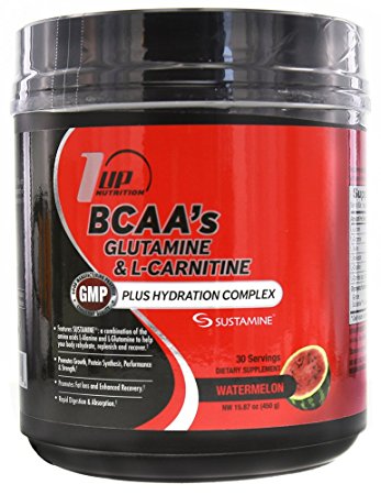 1 UP Nutrition BCAA's Glutamine and Lcarnitine, Watermelon, 450 Gram