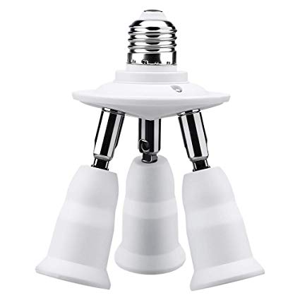 YBLNTEK E26/ E27 to E27 3 in 1 Light Socket Splitter Bulb Lamp Light Socket Adapter Converter 3 Way Lamp Holder Splitter