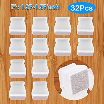 Yoaokiy 32Pcs Square Furniture Silicone Protection Cover, Silicone Chair Leg Floor Protectors with Anti-Slip Felt Pads, Furniture Leg Caps, Protect Your Floors from Scratches