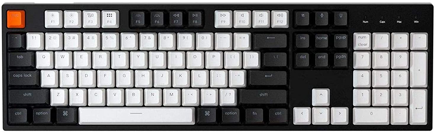 Keychron C2 Full Size Wired Mechanical Keyboard for Mac,Hot-swappable, Gateron Blue Switch, RGB Backlight, 104 Keys Double Shot ABS keycaps Gaming Keyboard for Windows, USB-C Type-C Braid Cable