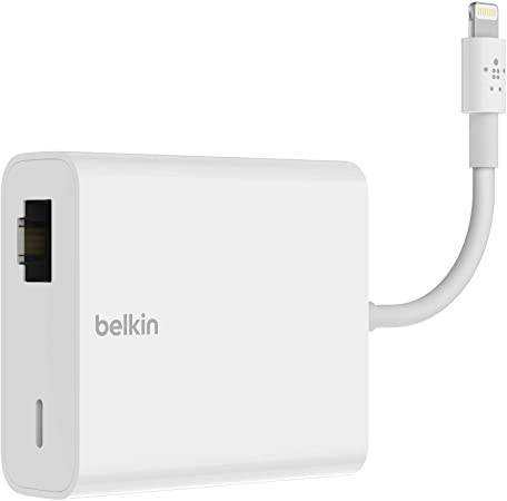 Belkin Ethernet   Power Adapter with Lightning Connector (MFi-Certified Lightning to Ethernet Adapter for iPad POS Systems)