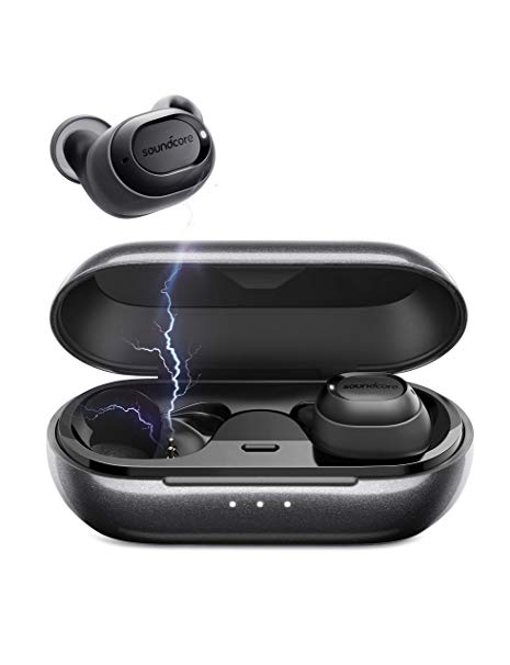 Soundcore True-Wireless Earphones Liberty Lite by Anker, Wireless Headphones with 12-Hour Playtime, Graphene-Enhanced Drivers, Microphone and Bluetooth 5（Metallic Black）