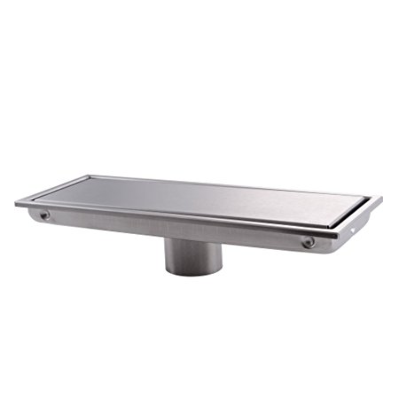 KES Invisible Tile-in Drain 12-Inch SUS 304 Stainless Steel Rustproof with Strainer, V253S30