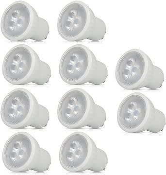 10 Pack Mini 3W GU10 LED Spotlight Bulbs 6000K Pure White 30Watt Equivalent Halogen Replacement Bulbs 120 Degree Beam Angle, Downlight, Accent Light, Recessed Cabinet Light Bulbs