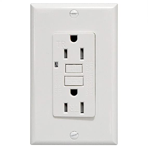 AH Lighting GFCI Outlet 15A Standard Decorative Tamper Resistant Duplex Receptacle with LED Indicator, Ground Fault Circuit Interrupter, Safelock Protection, UL Listed, White